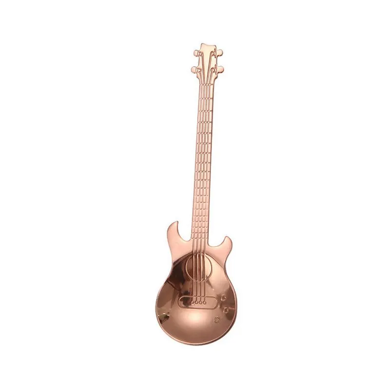 New Fashion Guitar Shaped Coffee Spoon Stainless Steel Multi-color Creative Coffee Tea Spoon Kitchen Dessert Drinking Spoon