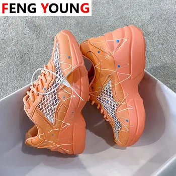 

Woman Summer 2020 Women Fashion Sneakers Chunky Platform White Old Dad Shoes Designers Mesh Sport Ladies Lace Up Casual Shoes