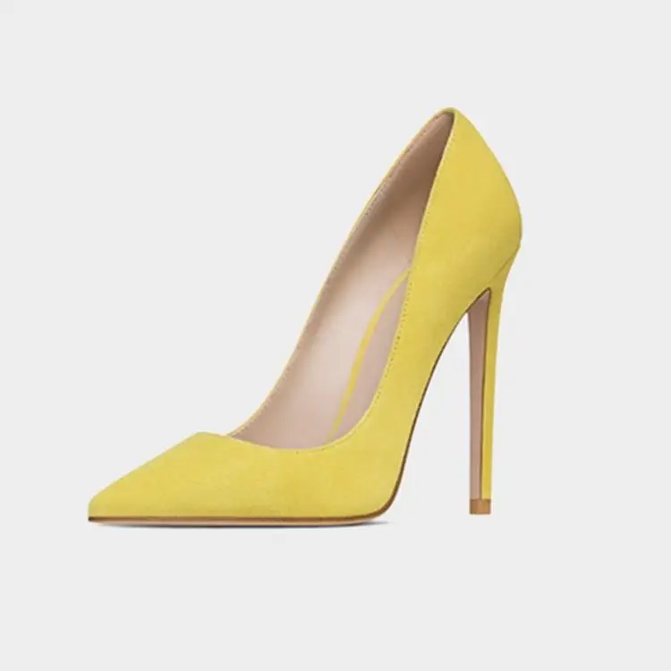 

2022 New Spring and Autumn Women Thin High Heels Pointed Toe Shallow Pump Shoes Faxu Sued Slip On Female Party Pumps