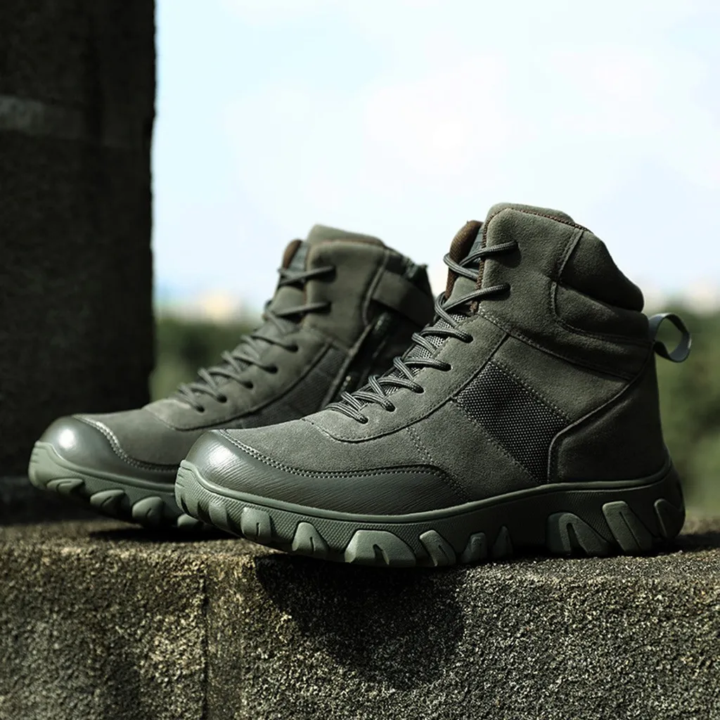 Men's shoes Non-slip Mountaineering Sport Shoes Tactical Mountaineering Tooling Shoes Keep Warm Plush Insole Hiking Snow Boots