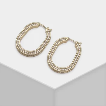 

Amorita boutique Stylish zircon oval hoop earrings