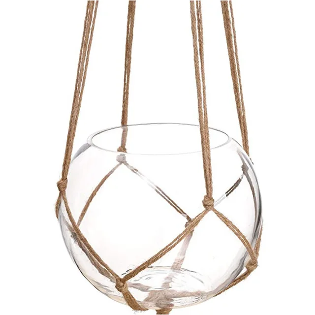 90 105 122cm Handmade Flower Basket Rope Macrame Plant Hanger Basket Hanging Plant Pot Holder Jute