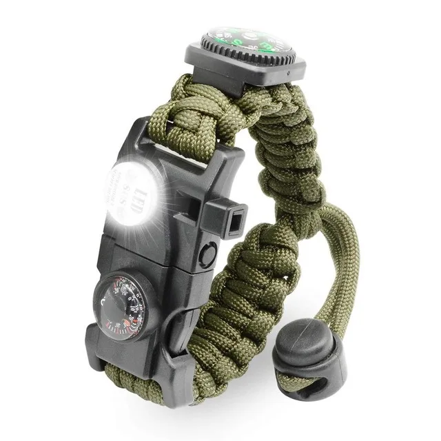 Army Green Paracord Открытый выживания Паракорд SOS светодиодный светильник аварийный нож свисток Компас Открытый Многофункциональный Инструменты для кемпинга браслет - Цвет: Army Green Paracord