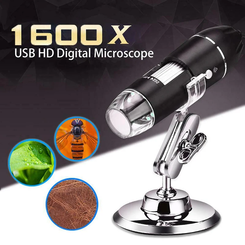Цифровой USB микроскоп 1600X HD ручной электронный цифровой 3 в 1 лупа 8 светодиодный