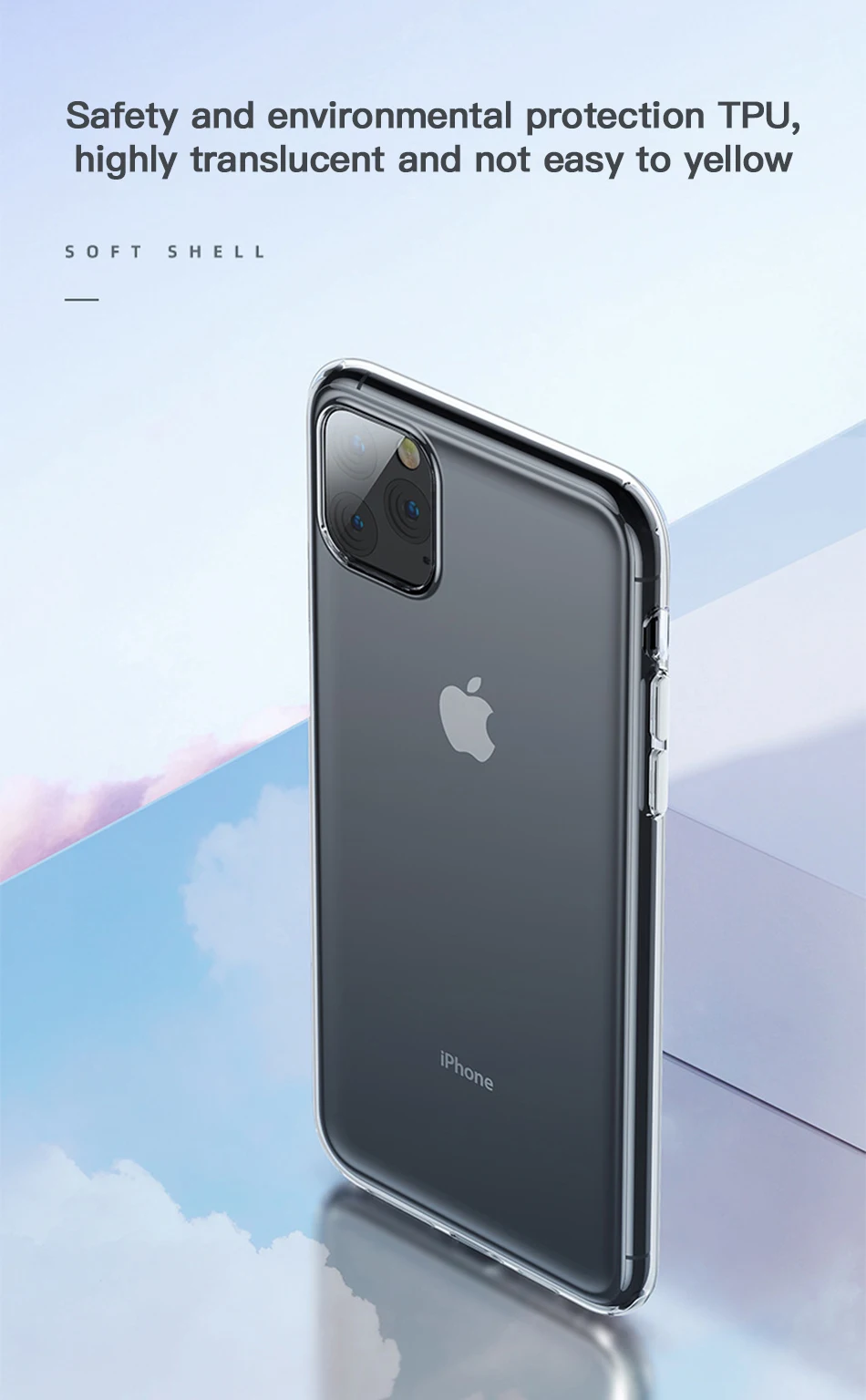 Benks, роскошный Прозрачный чехол для телефона для iPhone 11 Pro MAX, мягкий Ультратонкий чехол для мобильного телефона из ТПУ и силикона, защитный чехол на заднюю панель