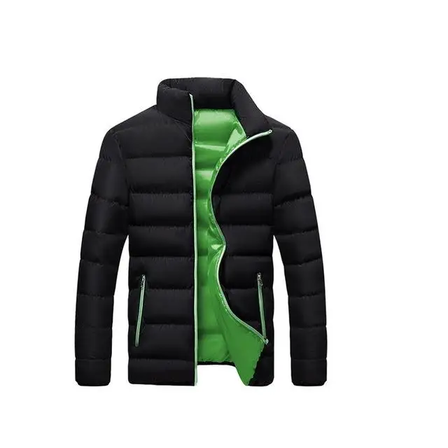 Осенне-зимняя мужская куртка, брендовая одежда, повседневное пальто, новая однотонная Простая мужская верхняя одежда, парки с воротником-стойкой, Высококачественная M-4XL - Цвет: black and green