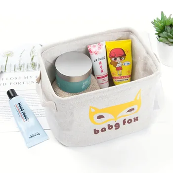 

Table Desktop Makeup Brush Lipstick Storage Basket Small Cute Toy Box Container Organizer Fabric Desktop Sundries Storage Basket