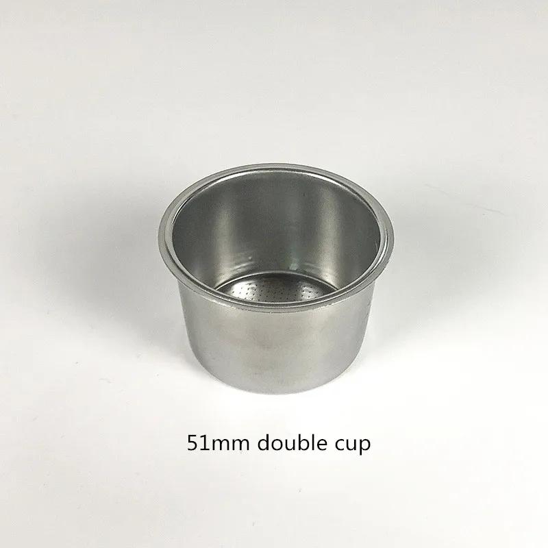 Semi automatic coffee machine stainless steel powder bowl double powder cup filter 51mm double cup