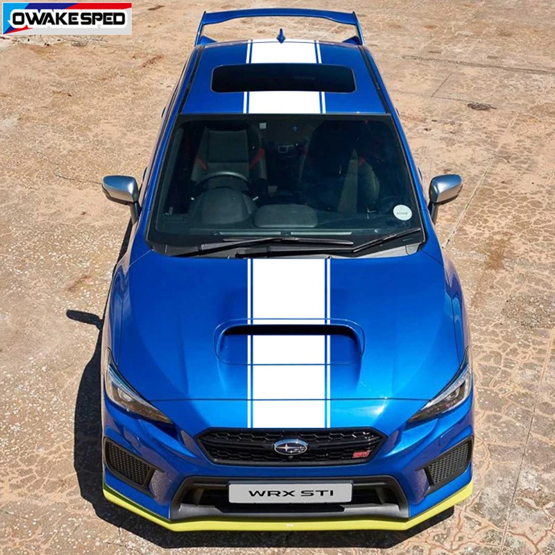 Sport Racing Stripes Car Hood Roof Tail Decor Sticker For Subaru-WRX Auto Body Whole Vinyl Decals Exterior Accessories (3)