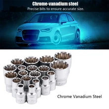 

19 Pcs 1/2 Inch Torx Socket Wrench Set Gear Lock Socket Wrench Multi-Tooth Torx Socket Wrench Set Socket Set M8-M32