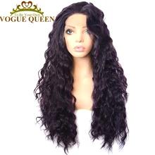 Vogue queen черный с пурпурным вьющиеся Длинные Синтетические кружева спереди парик высокой плотности ежедневного ношения для женщин