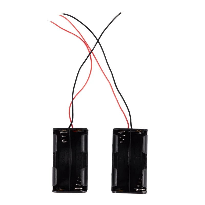 

2 Pcs Dual Layers Black Plastic 4 x AA 6V Battery Holder Case Wired