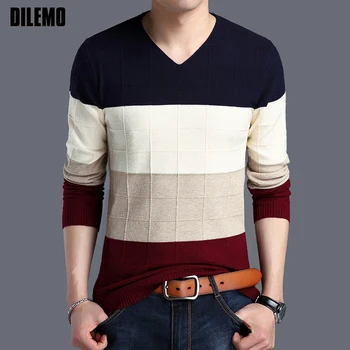 

2020 Autumn New Fashion Brand Sweater Man Pullovers Striped Slim Fit Jumpers Knitwear Woolen Korean Style Casual Men Clothes