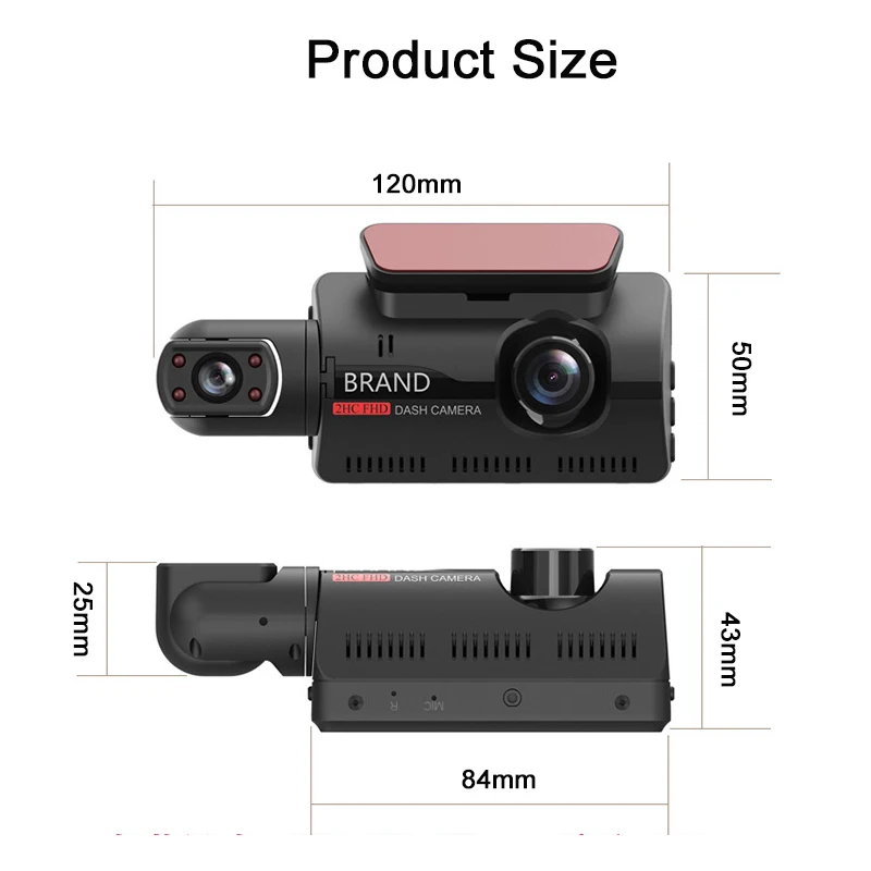 Cámara grabadora de vídeo para salpicadero de coche, videocámara HD 1080p con 2 lentes, caja negra, IPS de 3,0 pulgadas, visión nocturna, sensor G, grabación en bucle, Dvr