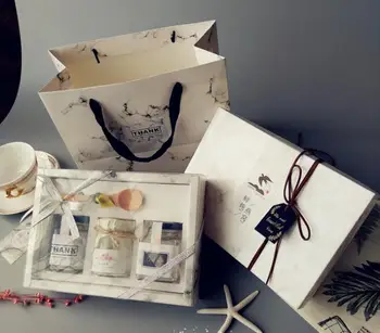 

Marble Design Paper Gift Box For 3*100ML Glass Bottles Jam/Honey/Sauce/Pudding Packaging Box Gift Boxes SN2814