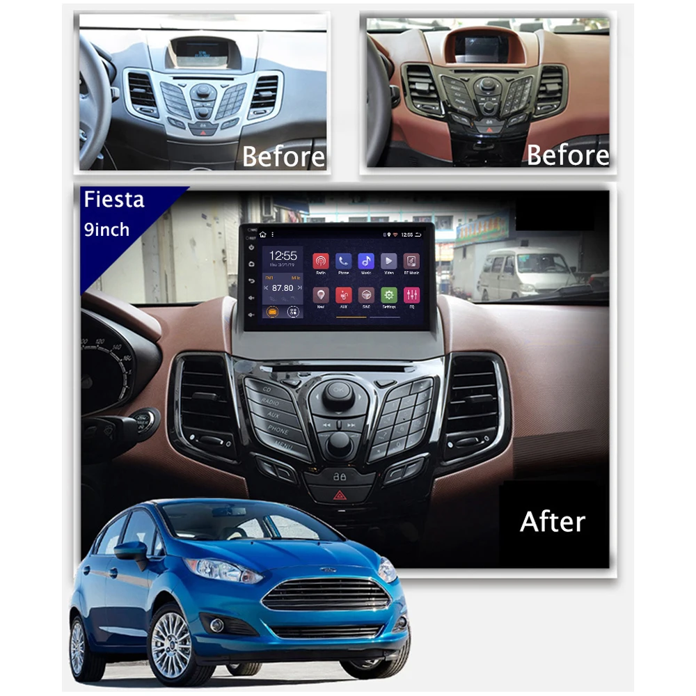 Автомобильный радиоприемник для Ford Fiesta 2G+ 32G 2009- 2012 мультимедийная система Android 8,1 gps навигация с wifi/tv/видео/Carplay