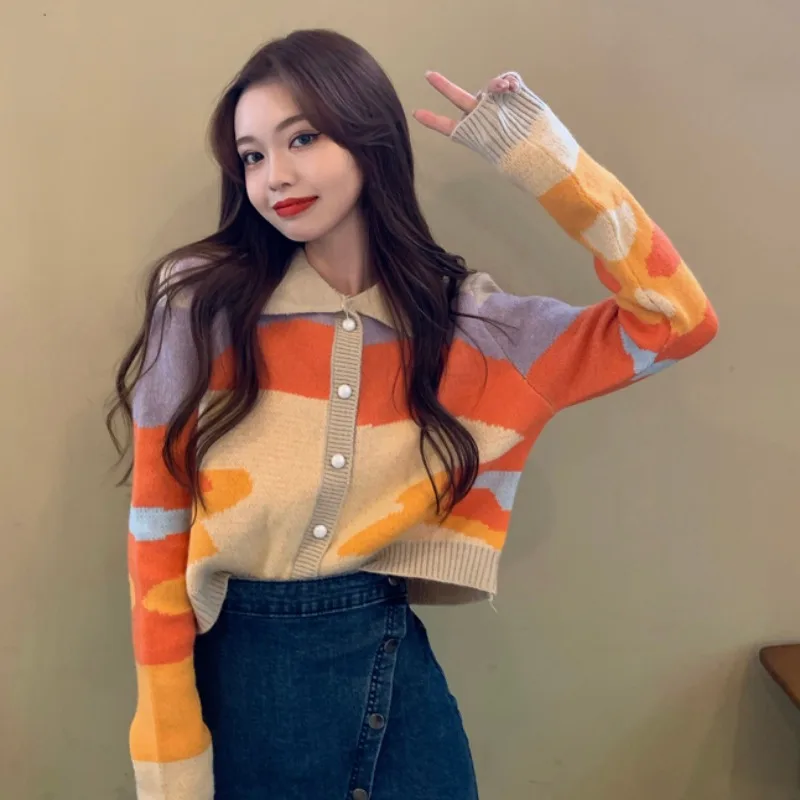 Новинка 2020 Корейский Осенний Свободный вязаный женский свитер в стиле Instagram с