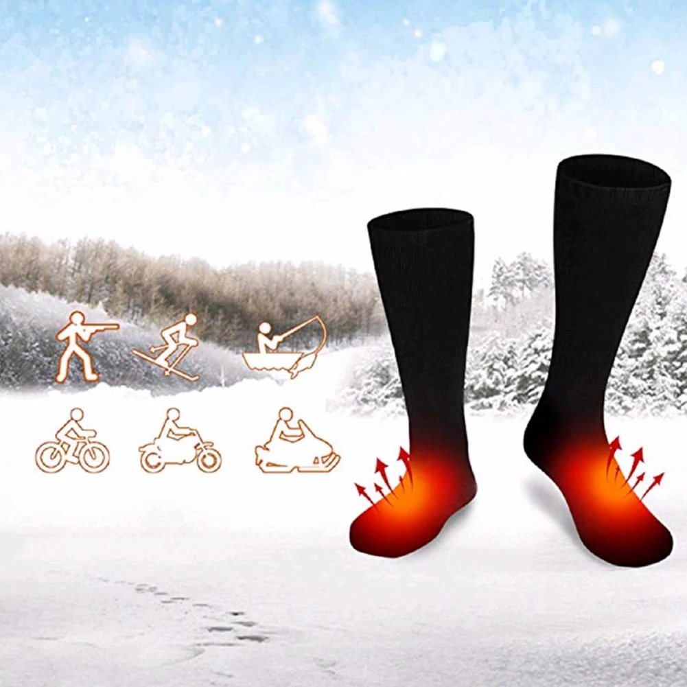 Высокое качество, теплые хлопковые зимние лыжные носки с подогревом, уличные спортивные гетры для ног, Электрический согревающий Носок, аккумулятор для мужчин и женщин