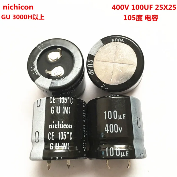 2 шт./10 шт. 100 мкФ 400v Nichicon GU 25x25 мм 400V100uF подключаемый блок питания конденсатор с