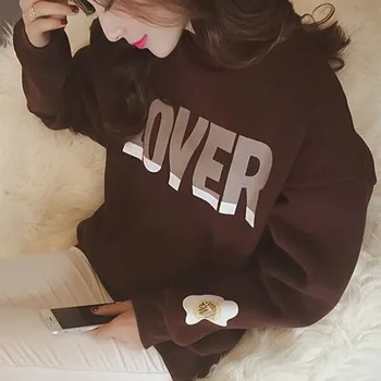 

Hoodies Fashion Loose coat New Sweatshirt Women Letter Print Hoody Oversize Hoodie Loose Long Sleeve Pullover Warm Tracksuit CY