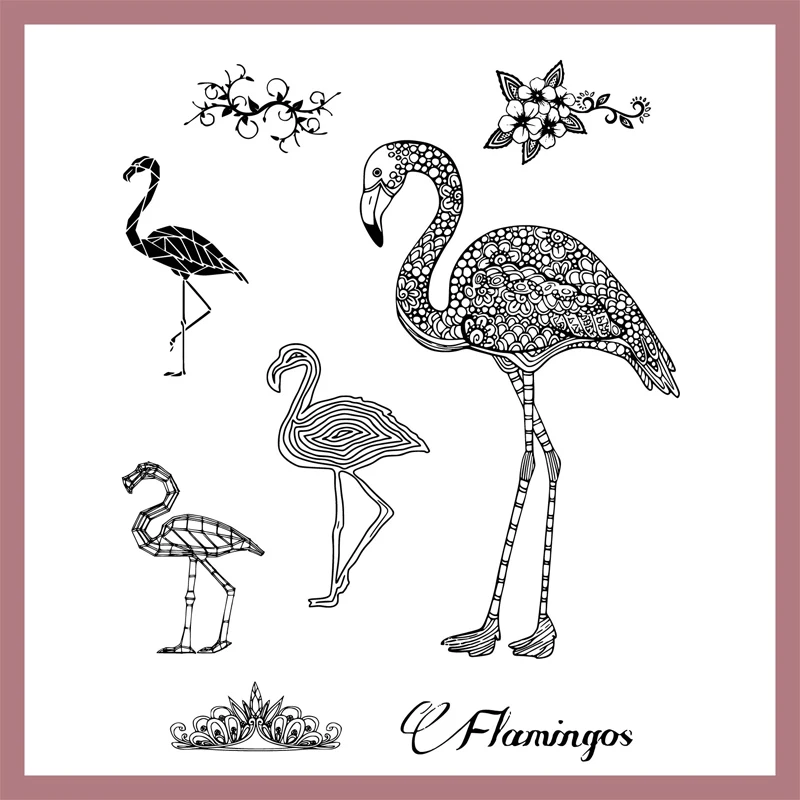 

ZATWBS Flamingo Clear Stamps For DIY Scrapbooking/Card Making/Album Decorative Rubber Stamp Crafts