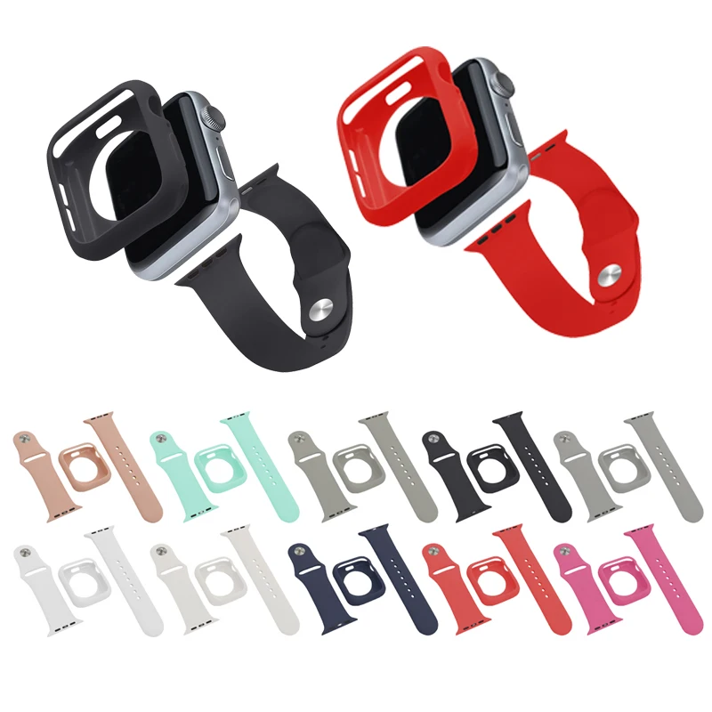 

TPU case and Watchband 2 in 1 Set protector Bumper for Apple watch band 5 4 44/40mm for iWatch series 3 2 1 42/38mm Accessories