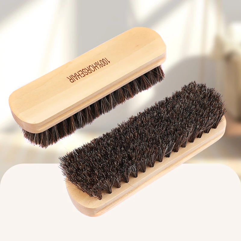 100% Genuine Horsehair Leather Bristles Car Detailing Polishing Buffing Brush Solid Wood Car Cleaning Brush car wash brush