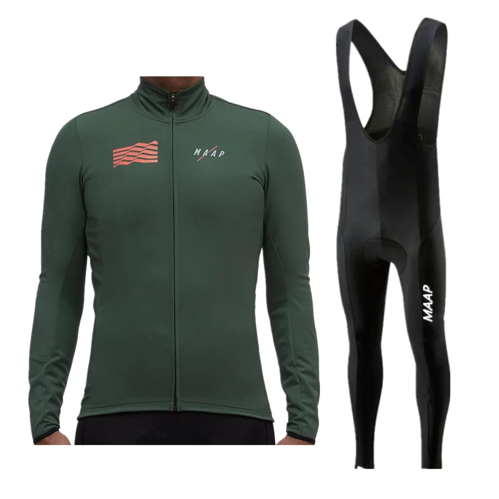 Por Team MAAP Men's Cycling Jersey Set MTB Bicycle Clothing Maillot Ropa Ciclismo Long Sleeve Bike Clothes Cycling Set - Цвет: Jersey Set 15