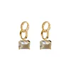 Retro chain geometric shape South Korea 2021 trend women s earrings gold Personality Hanging earrings