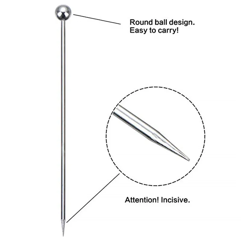 Description Picture 3 of itemStainless Steel Cocktail Picks, Fruit Sticks,Toothpicks for Party Bar, Drink Stirring Sticks, Martini Picks, Party Tools