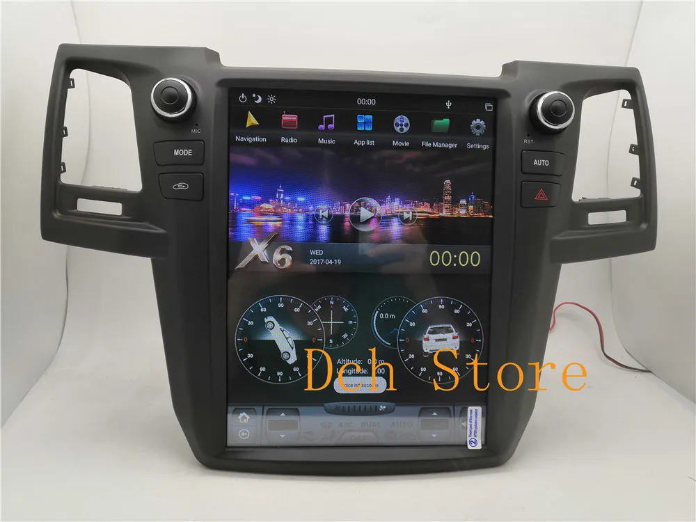 12,1 дюймов вертикальный tesla стиль Android 8,1 автомобильный dvd-плеер gps для Toyota Fortuner hilux 2008- для авто AC навигация PX6 ips