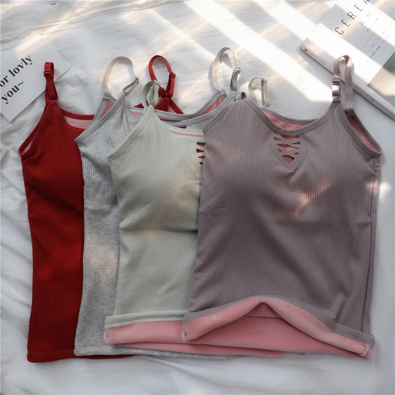 2019 зимние толстые бархатные топики женские полые пуловеры Camis женский теплый