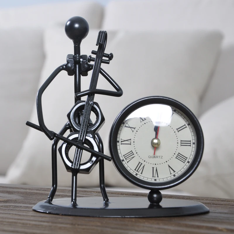 Nordic ins metal clock classical literature and art modern creative living room dormitory desktop funny decorative ornaments