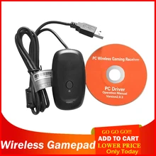 Alloet gamepad sem fio controlador de adaptador para pc gaming usb receptor controladores sem fio para microsoft xbox 360 console com cd