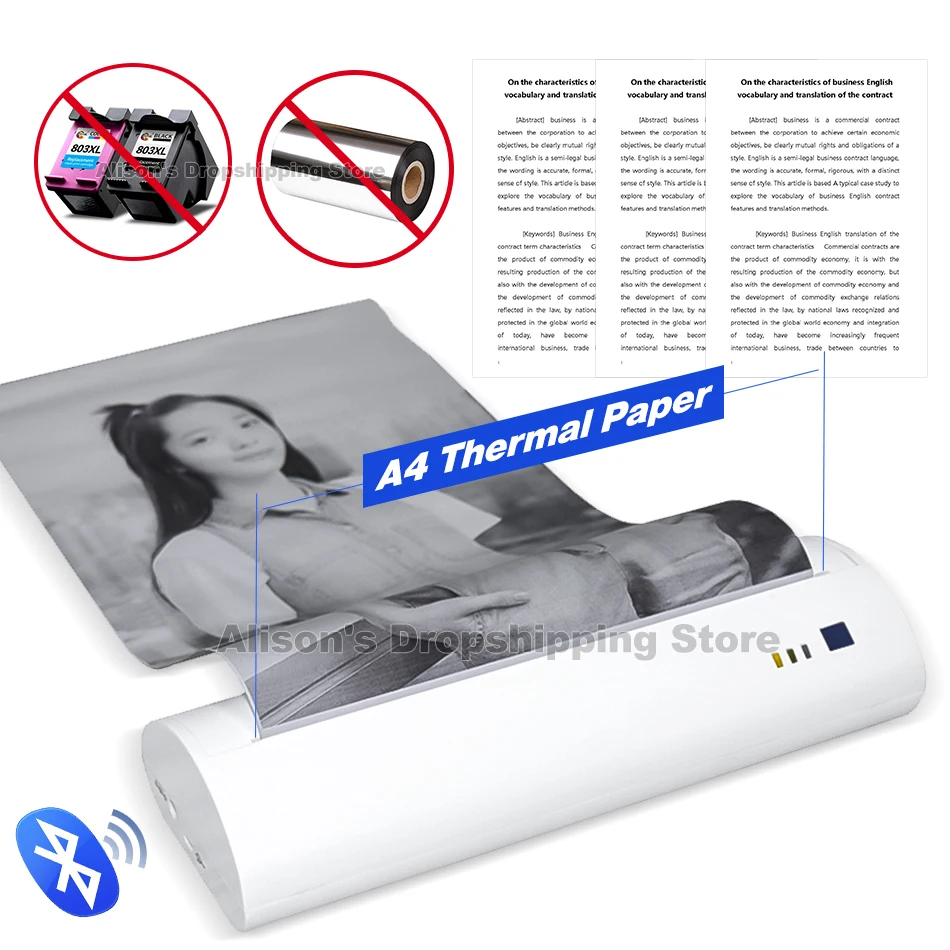 Термопринтер A4 с Bluetooth и бесплатным приложением термопринтер со встроенным