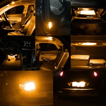 

DC 12V 10pcs T10 LED Canbus SMD Amber W5W Car Wedge Side Light Interior Lamp Dome Bulb Super Bright LED Bulb Accessories