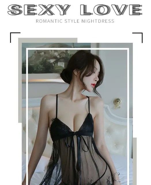 Sexy Woman Nightie Lace Underwear Bow Exotic Dress Sleepwear Pornography  Mesh Home Suit Lingerie Sexi Full Video See Through