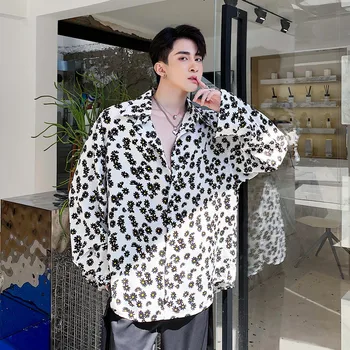 

Men Top Fashion Small Flower Small Daisy Shirt Male Loose Fashionable Long Sleeve Streetstyle Fashion Shirts Hombre 2020