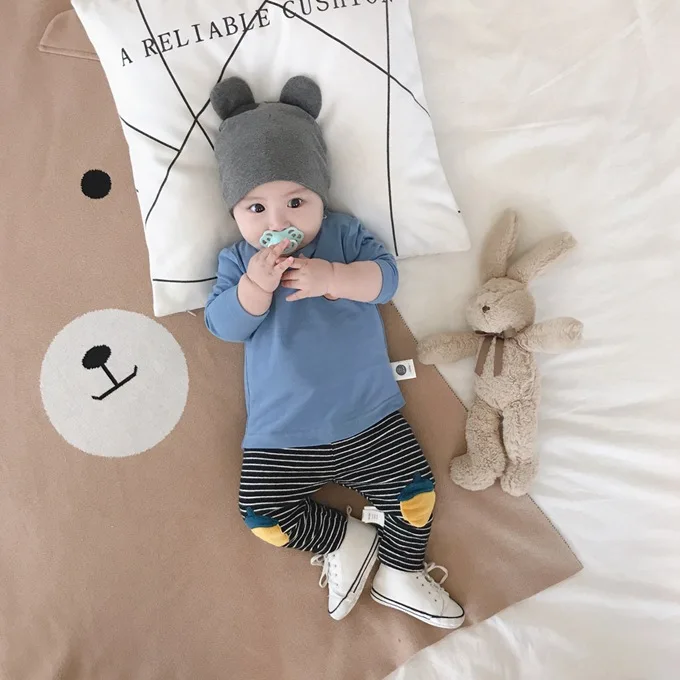 Мини Babe городская Одежда для младенцев Детские универсальные брюки; сезон весна-осень; новые продукты детская одежда платья в полоску с рисунком, детская одежда