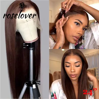 

#1b #2 #4 Brown Colored Human Hair Wigs 150% Full Lace Human Hair Wigs for Women Straight Lace Wig Brazilian Remy Bleached Knots