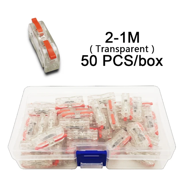 Mini Fast Boxed Wire Connector 2-2M DF-42/62 Compact Conductor Spring Wiring Connector Conductor Push-in Terminal Block 2-1M T 50PCS