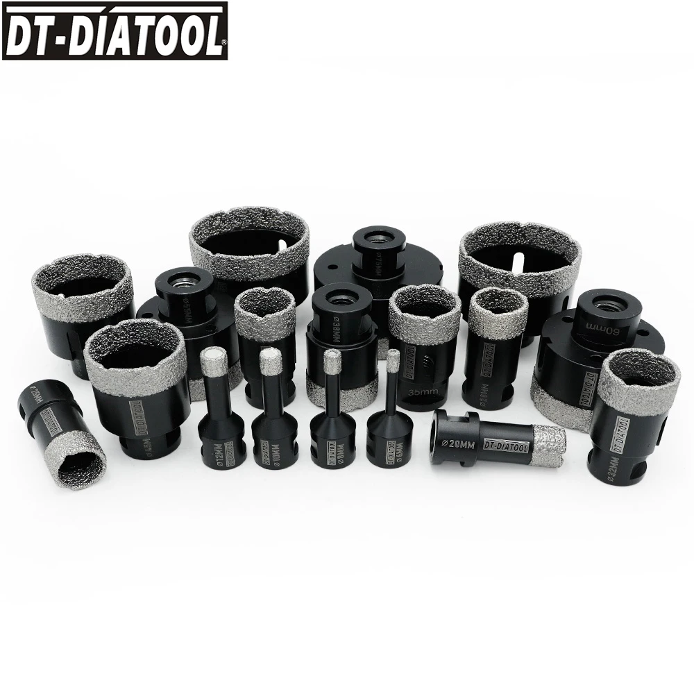 DT-DIATOOL Diamond Drilling Core Bits for Porcelain Ceramic Tile Dry Hole Saw Cutter Granite Marble Stone Bits M14 Thread diatool 1pc diamond drills cup saw drilling bits hole saw tile drill core bit for tile ceramic porcelain tile crowns m14 thread