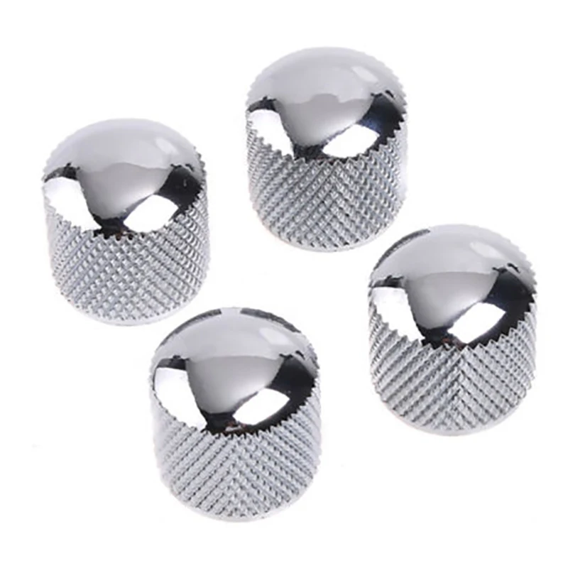 4pcs/set Metal Dome Tone Volume Guitar Control Knob For Electric Guitar Bass Parts Chrome Repair