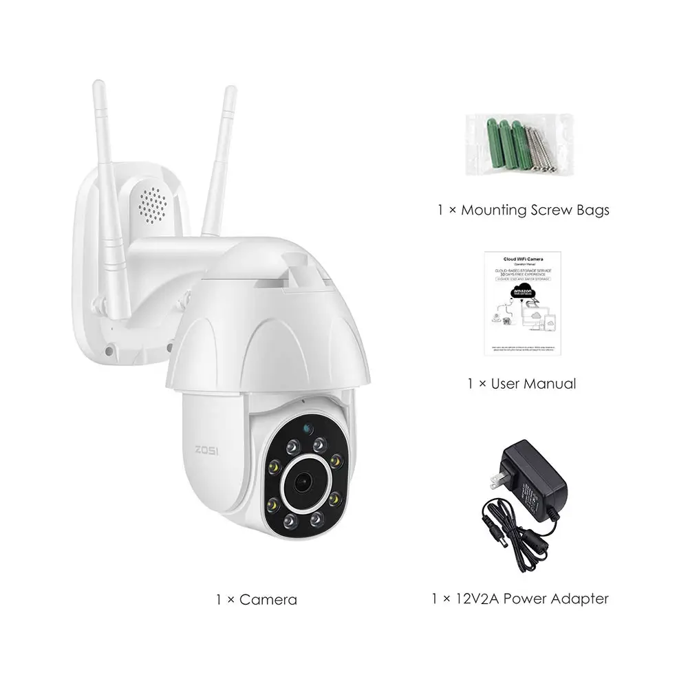 Zoom ZOSI IPC 3MP WIFI IP Camera Wireless Outdoor CCTV HD PTZ Smart Security IR Cam 6971627213934 