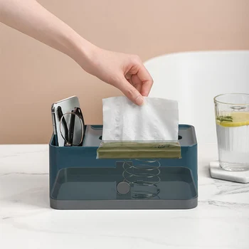 

Simple Multifunctional Tissue Box Desktop Sundries Storage 2 Dual Use Case Practical Home Space Saving Supplies 22x13.3x9.6cm E2
