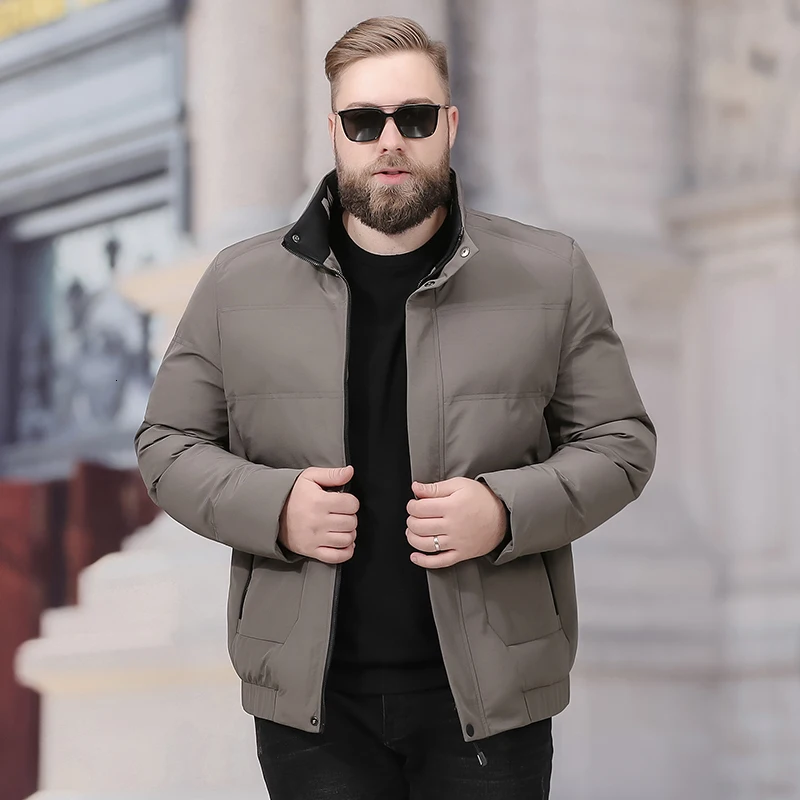 8XL 6XL 5X Мужская парка с хлопковой подкладкой, зимняя куртка, пальто, мужская теплая куртка, однотонная, стоячий воротник, на молнии, толстое пальто, мужская пуховая парка - Цвет: Khaki