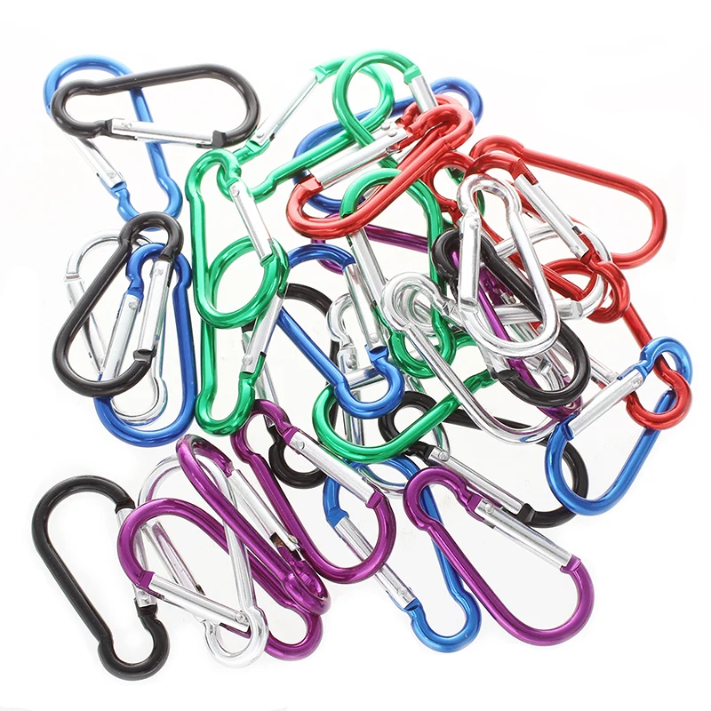 36 Pcs 2inch/5cm Carabiner Aluminum Locking Clip Camping Hook Keychain Hiking-Assorted Colors of Purple Silver Green Black Blue
