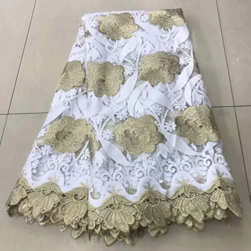 Высококачественные разноцветные африканские гипюровые Французские тюлевые кружевные ткани с камнями кружевные материалы 5 ярдов одежды для свадебной вечеринки