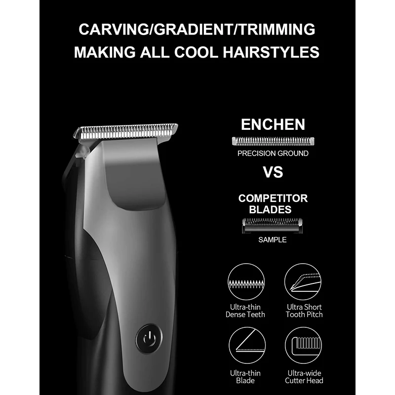 ENCHEN Hair Clippers with T Blade Close Cutting Haircut Kit Cordless Rechargeable Electric Trimmer for Men Kids Home Travel
