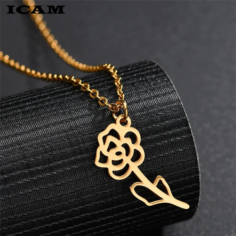 Женское колье ICAM Bijoux массивное ожерелье с розовыми и золотыми цветами женское
